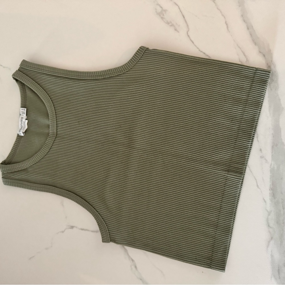 Olive Green Ribbed Tank Top
